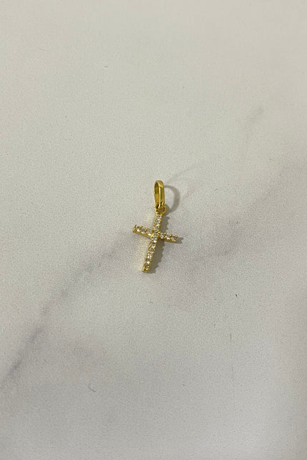 Dije Cruz Con Swarovski Blanco / 0.76Gr / 2Cm