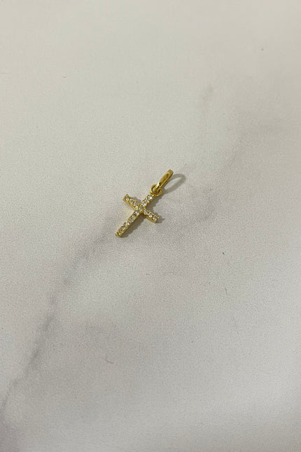 Dije Cruz Con Swarovski Blanco / 0.76Gr / 2Cm