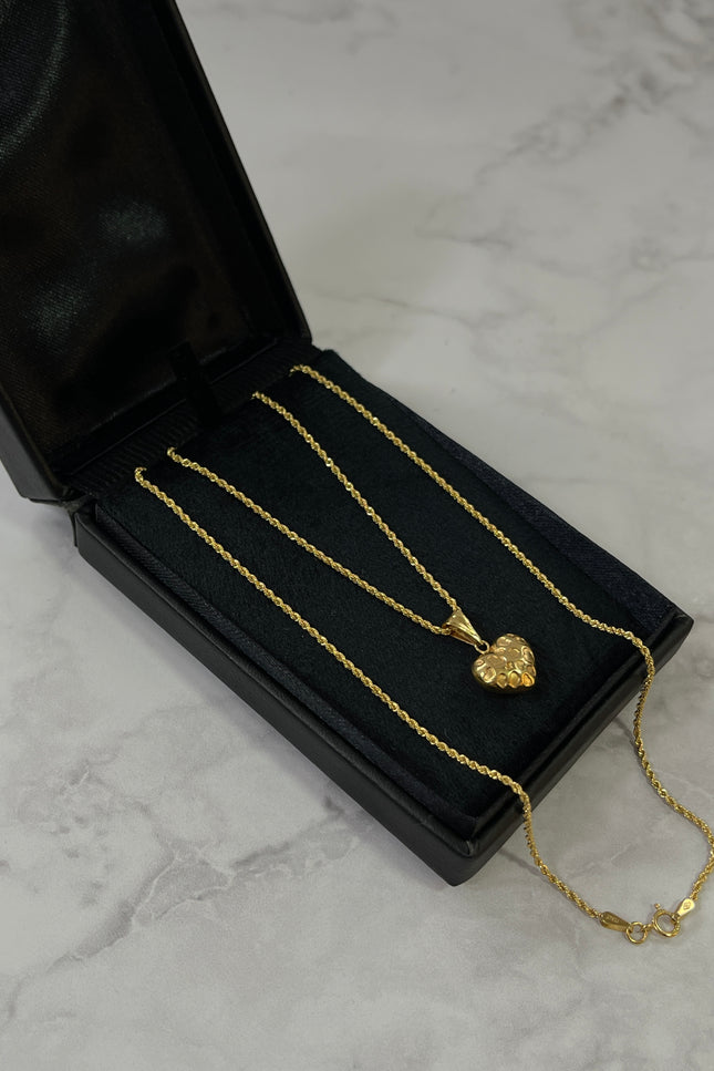 Set De Cadena Y Dije Corazon Huecos / 50Cm / 2.42Gr /