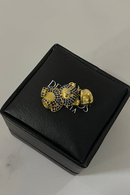 Dije Oso Con Swarovski Azules / 5.00Gr / 2,5 Cm
