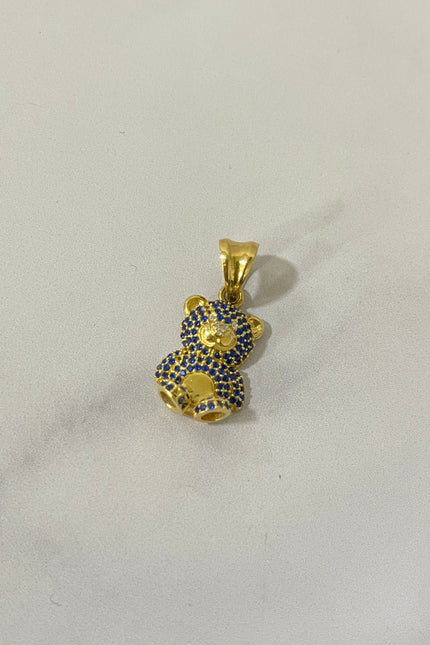 Dije Oso Con Swarovski Azules / 5.00Gr / 2,5 Cm