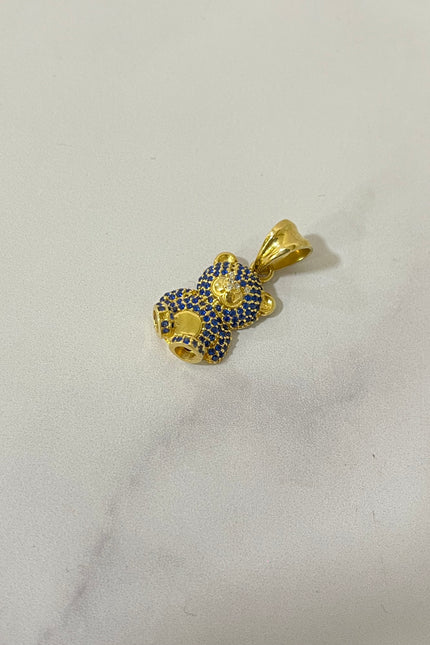 Dije Oso Con Swarovski Azules / 5.00Gr / 2,5 Cm