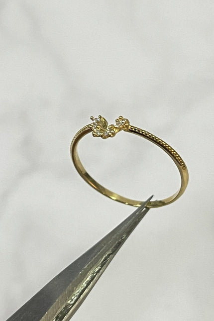 Anillo Media Luna Con Swarovski Blanco / T6 1/4 / 0.86Gr /