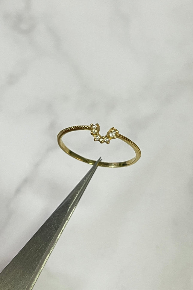 Anillo Media Luna Con Swarovski Blanco / T6 1/4 / 0.86Gr /