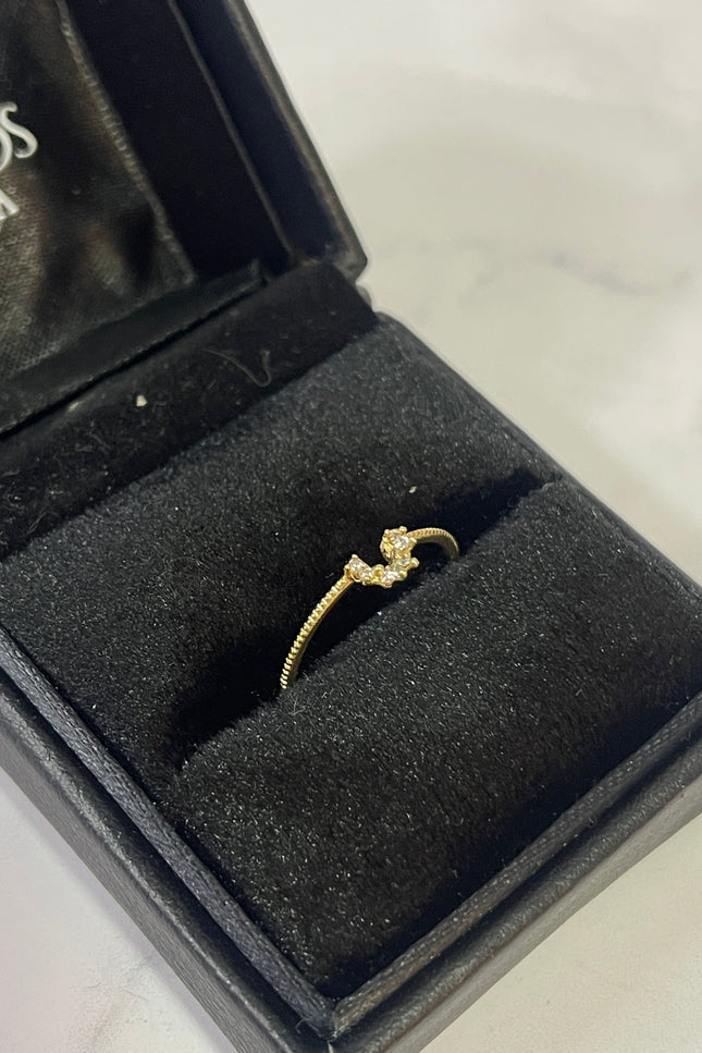 Anillo Media Luna Con Swarovski Blanco / T6 1/4 / 0.86Gr /