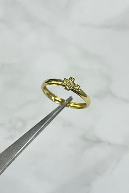 Anillo Cruz Con Swarosvky / T7 1/4 / 0.94Gr /