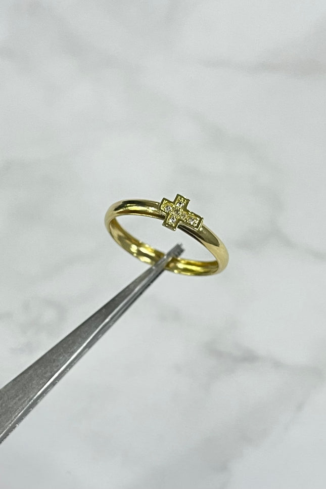 Anillo Cruz Con Swarosvky / T7 1/4 / 0.94Gr /