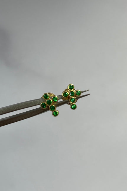 Topos Cruz Con Swarovski Verde / 1.0Cm / 0.96Gr /