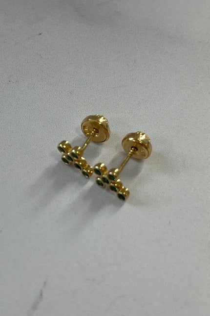 Topos Cruz Con Swarovski Verde / 1.0Cm / 0.96Gr /