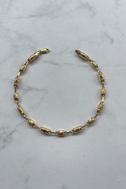 Pulso Rustico Eslabones Liso Y Cruz / 21Cm / 4.36Gr / 4.0Mm /