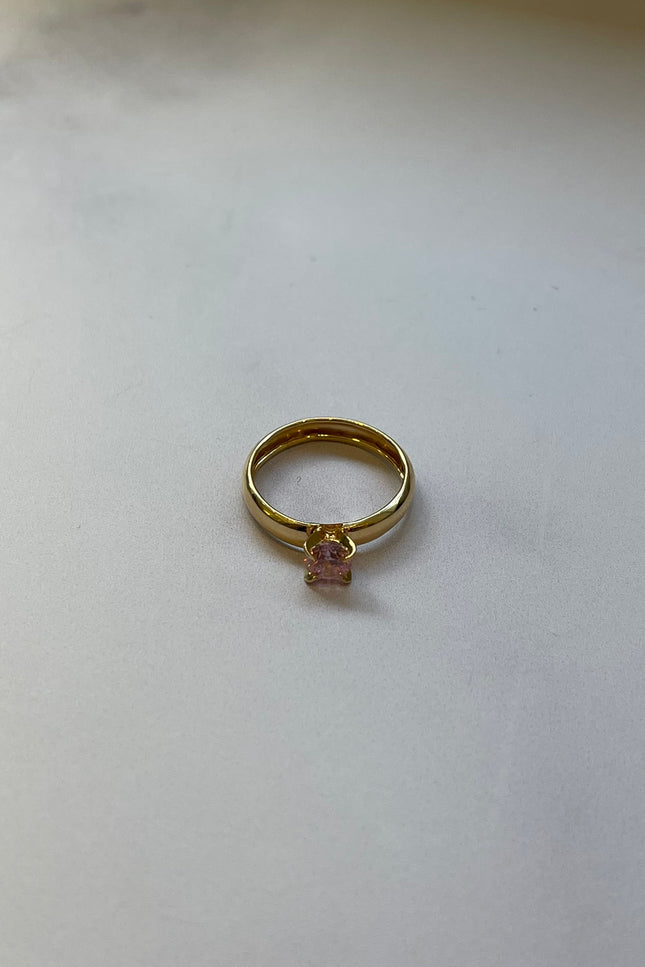 Solitario Con Swarovski Rosado / T6 / 1.17Gr /