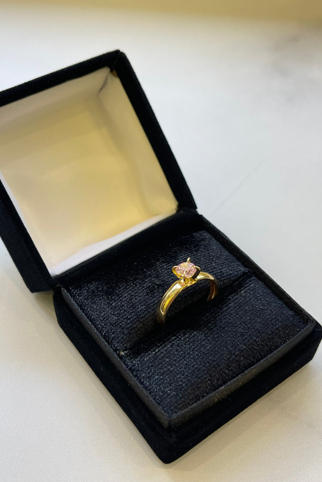 Solitario Con Swarovski Rosado / T6 / 1.17Gr /