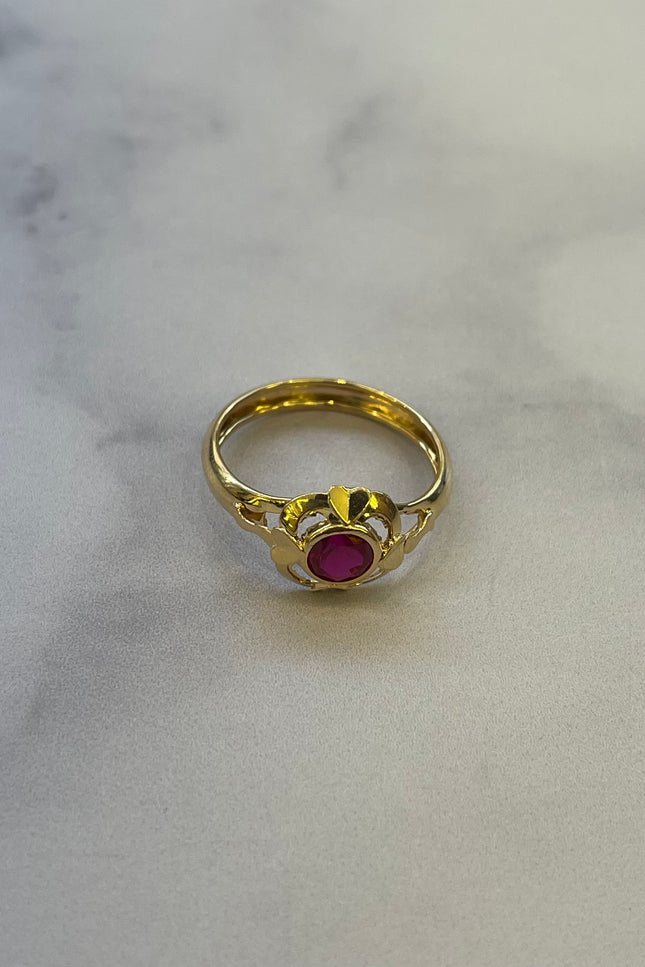 Solitario Con Swarovski Redondo Rojo / T7 1/4 / 1.4Gr /