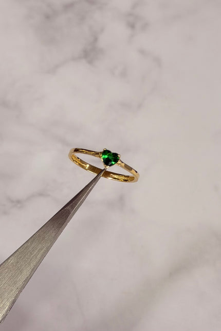 Solitario Corazon Con Swarovski Verde / T6 / 1.2Gr /