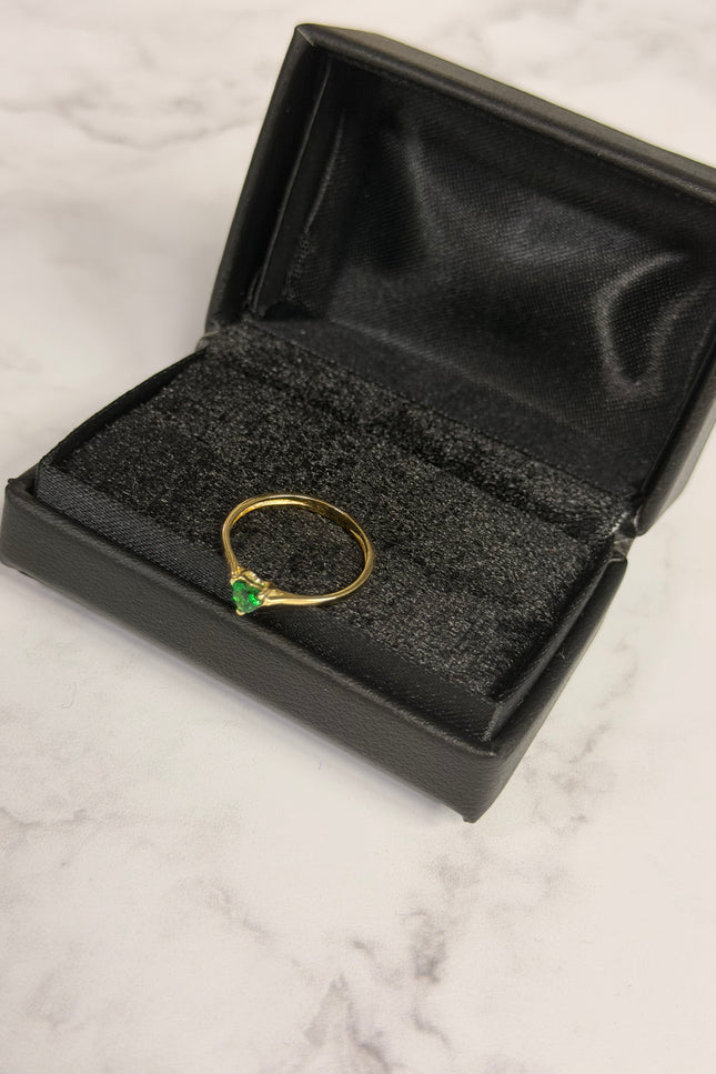 Solitario Corazon Con Swarovski Verde / T6 / 1.2Gr /