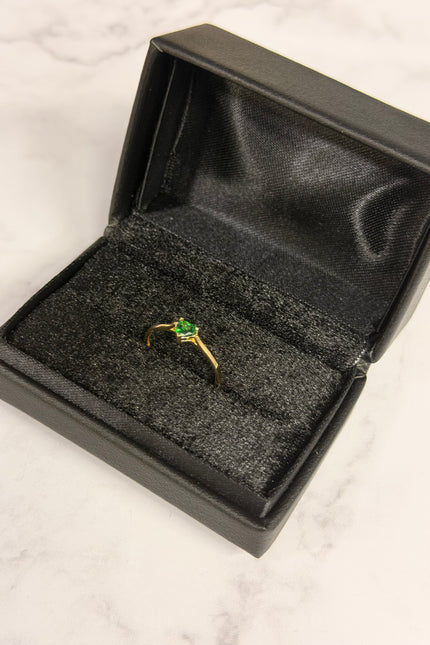 Solitario Corazon Con Swarovski Verde / T6 / 1.2Gr /
