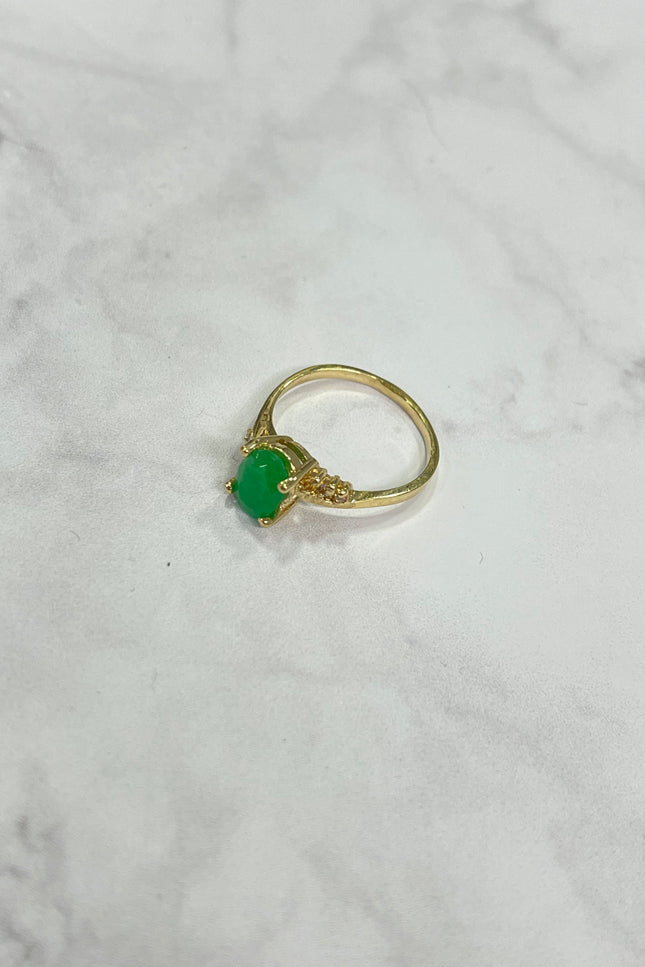Solitario Con Ovalo Esmeralda Con Diamante / T7 2.85Gr /
