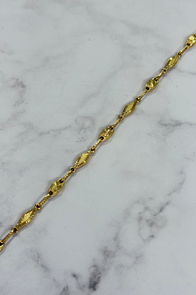 Pulso Rustico Eslabón Rectangular Diamantado / 20Cm / 4.45Gr / 4.5Mm
